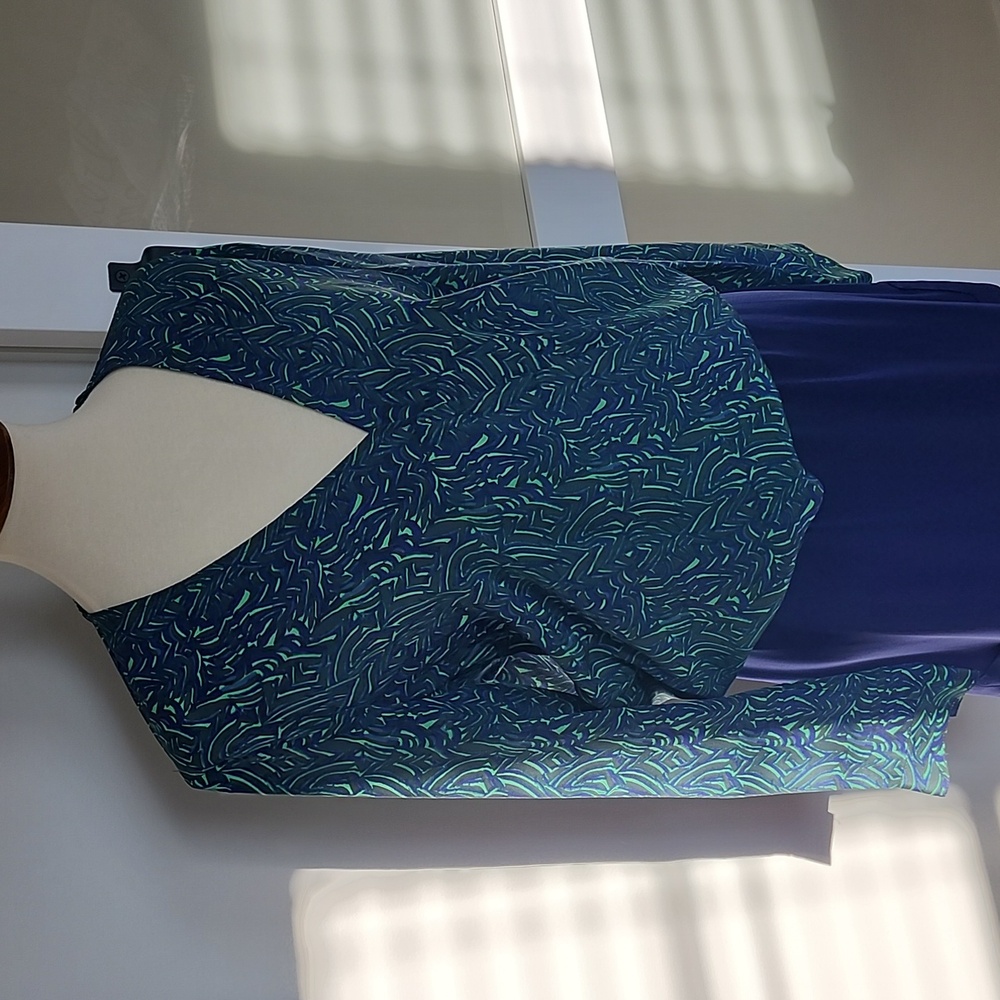 100% silk long sleeve crossover blouse